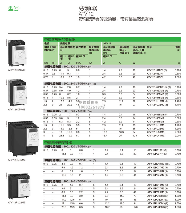 施耐德變頻器ATV12變頻器ATV-0.18kW-0.25hp機(jī)械設(shè)備專用變頻器